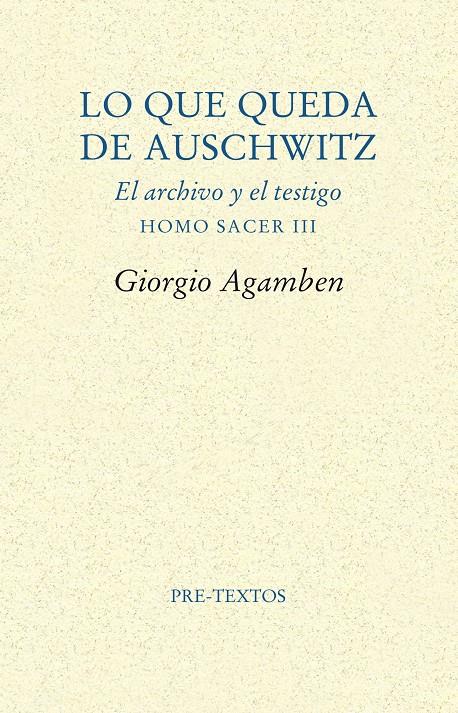 Lo que queda de Auschwitz | 9788481916881 | Agamben, Giorgio