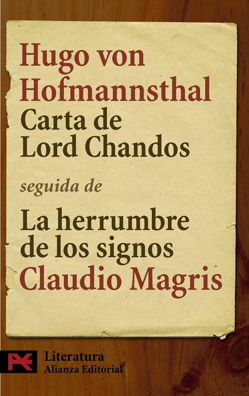 Carta de Lord Chandos | 9788420662183 | Hofmannsthal, Hugo von