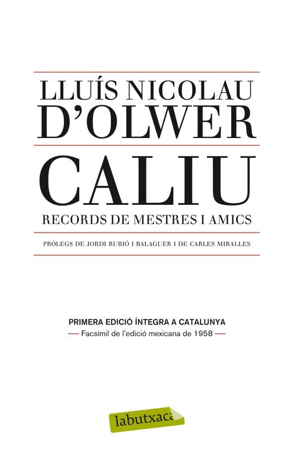 Caliu | 9788499305066 | d'Olwer, Lluía Nicolau