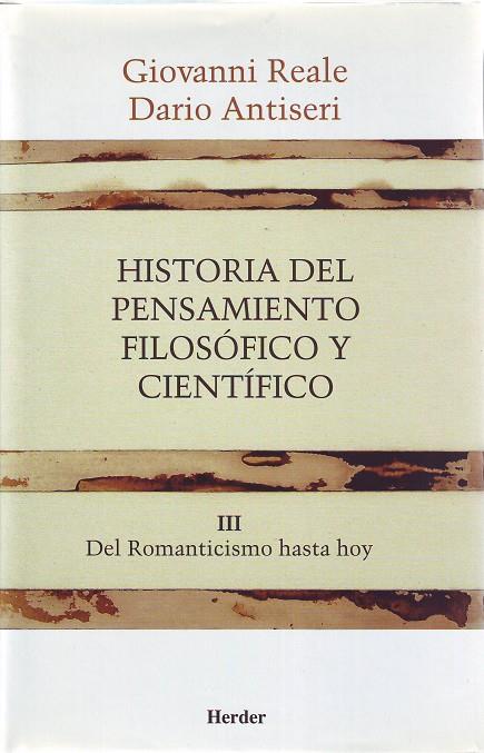 Historia del pensamiento filosófico y científico III | 9788425415913 | Reale, Giovanni/Antiseri, Dario